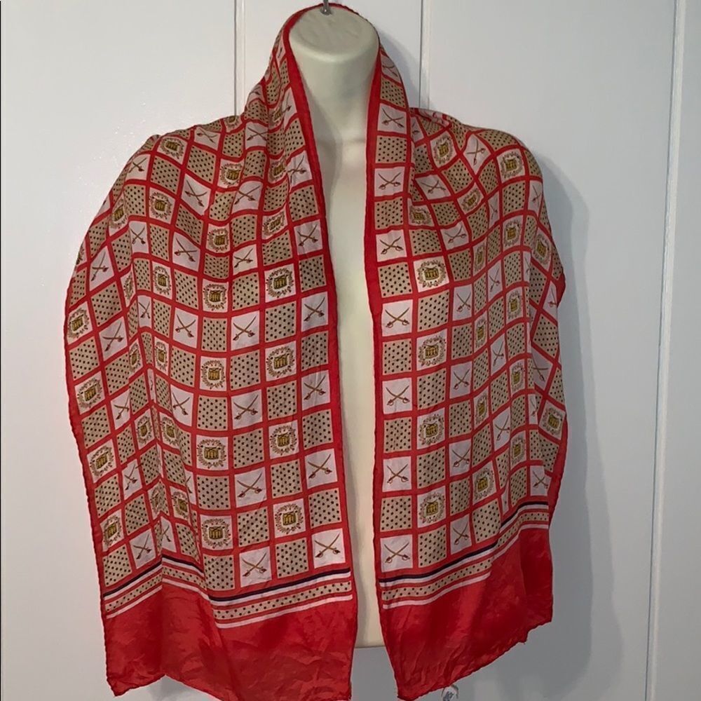Vtg 60s drum & sword rayon/silk scarf